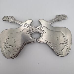Silver-Tone Crossed Guitars Belt Buckle